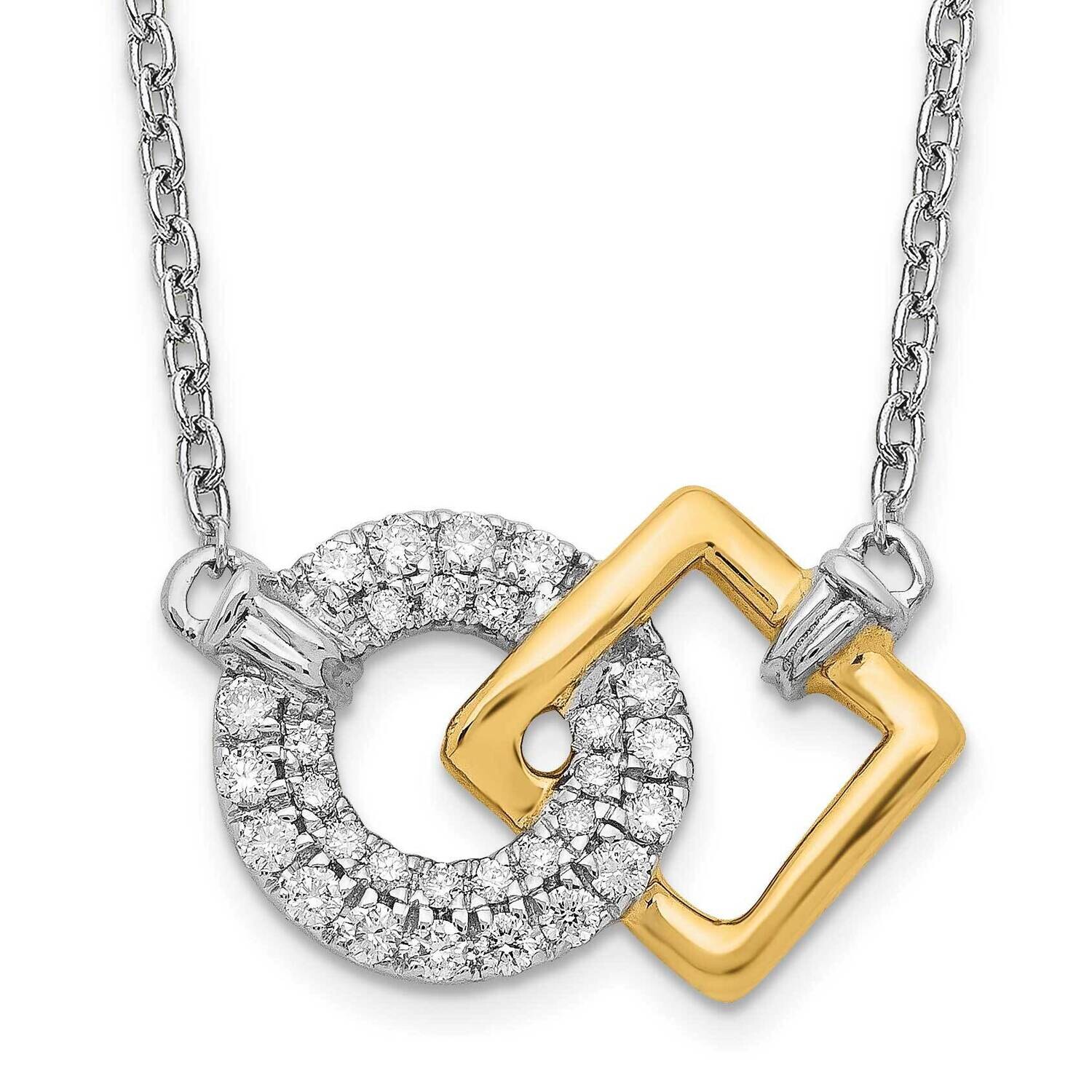 Polished Diamond Circle Square 18 Inch Necklace 14k Two-Tone Gold PM6879-016-WYA