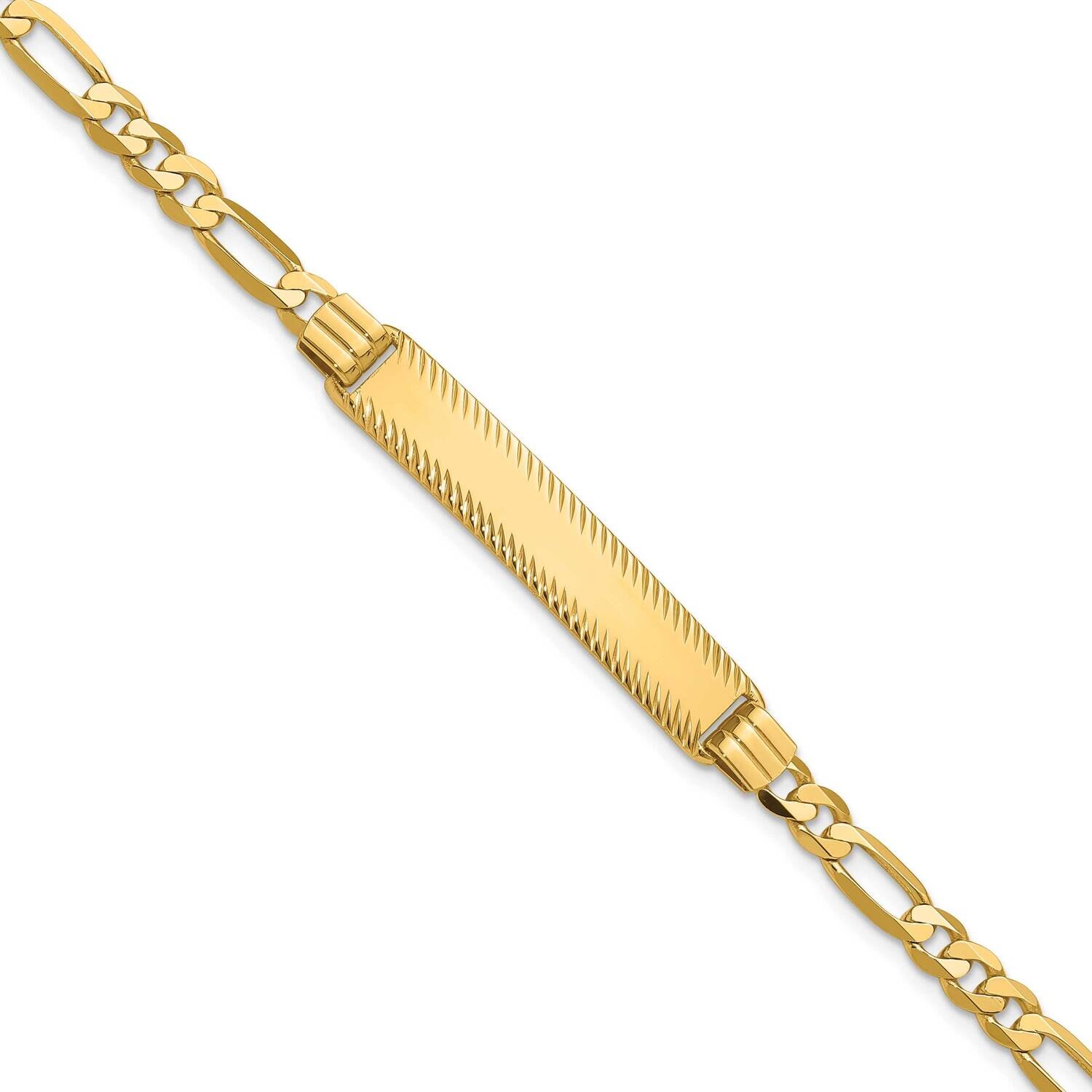 Figaro Diamond Cut Id Bracelet 7 Inch 14k Gold LID100-8, MPN: LID100-8,
