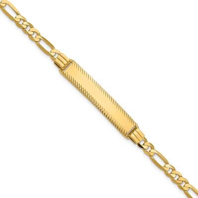 Figaro Diamond Cut Id Bracelet 7 Inch 14k Gold LID100-8, MPN: LID100-8,