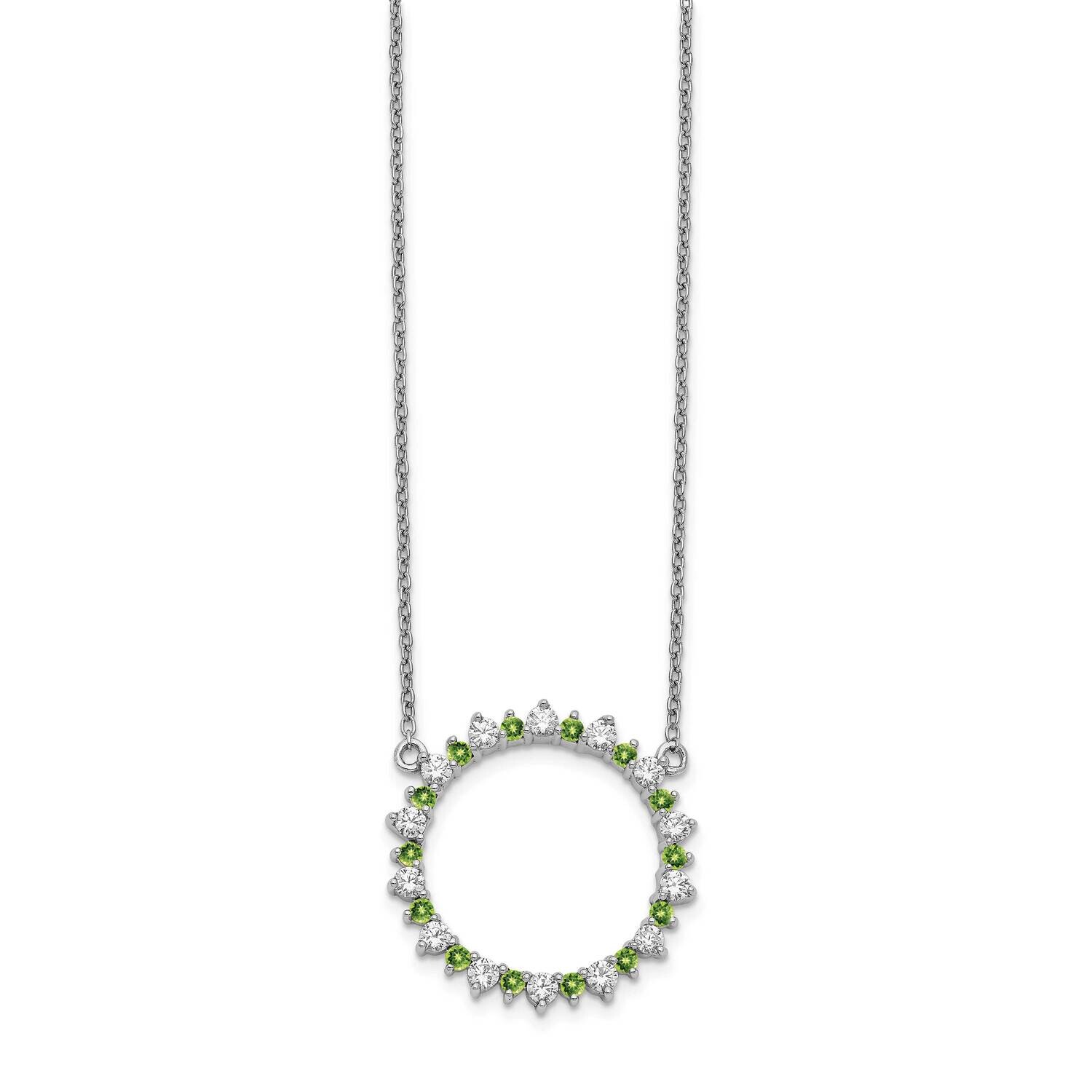 Diamond &amp; Peridot Fancy Circle Necklace 14k White Gold PM3854-PE-062-WA-18, MPN: PM3854-PE-062-WA-1…