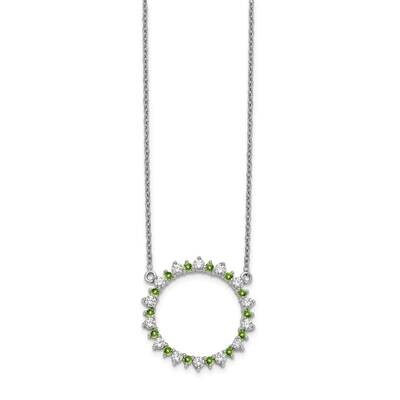 Diamond &amp; Peridot Fancy Circle Necklace 14k White Gold PM3854-PE-062-WA-18, MPN: PM3854-PE-062-WA-1…