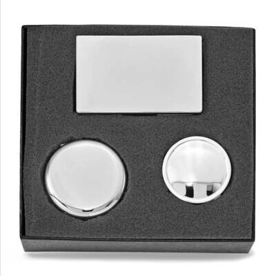 Silver-Tone Compact Mirror Pillbox &amp; Lipstick Holder Set GM20793, MPN: GM20793, 788089143596