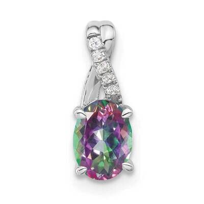 Oval Mystic Fire Topaz Diamond Pendant 14k White Gold PM4235-FT-003-WA, MPN: PM4235-FT-003-WA,