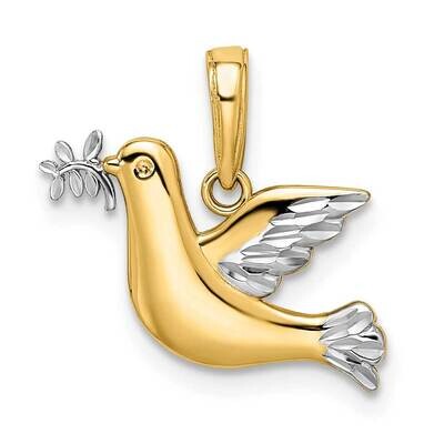 Polished Diamond-Cut Dove Charm 14k Gold White Rhodium  K5089D/C, MPN: K5089D/C, 196904089866