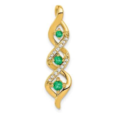 3-Stone Twisted Diamond Emerald Chain Slide 14k Gold PM5264-EM-008-YA, MPN: PM5264-EM-008-YA,