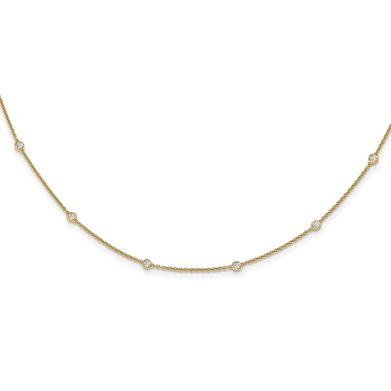 Diamond Station Cable Necklace 14k Gold PM1007-042-YA-18, MPN: PM1007-042-YA-18, 883957465340