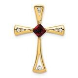 Garnet Diamond Cross Chain Slide 14k Gold PM7031-GA-005-YA, MPN: PM7031-GA-005-YA,