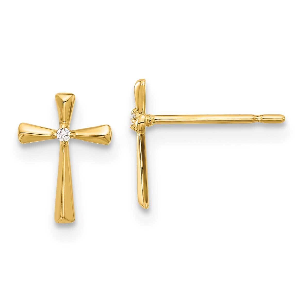 Madi K Polished CZ Cross Post Earrings 14k Gold GK1169, MPN: GK1169, 196904100141