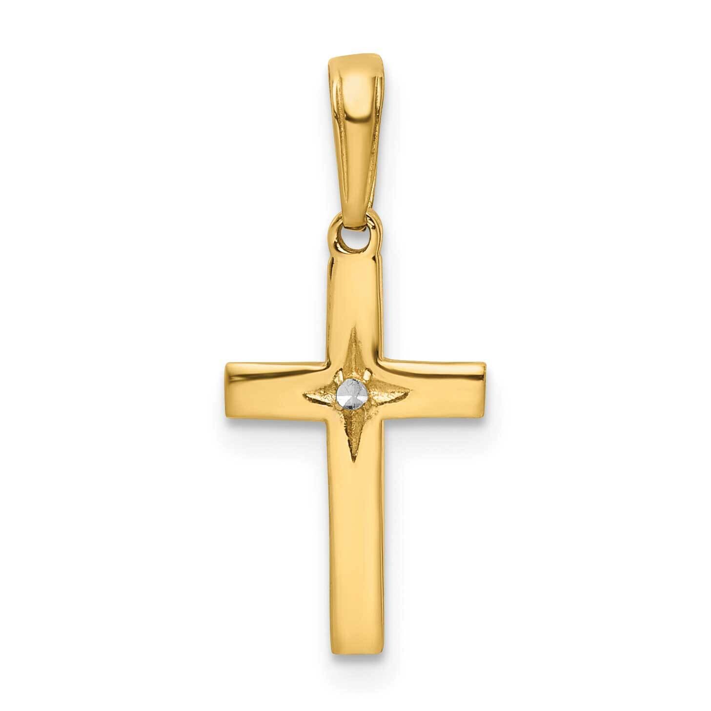 Diamond-Cut Cross Pendant 14k Gold With Rhodium K9796, MPN: K9796,