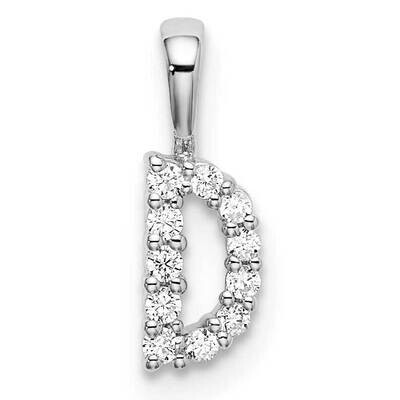 Diamond Letter D Initial Pendant 14k White Gold PM6988D-010-WLG, MPN: PM6988D-010-WLG, 883957886220