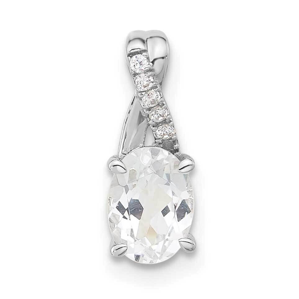 Oval White Topaz Diamond Pendant 14k White Gold PM4235-WT-003-WA, MPN: PM4235-WT-003-WA,