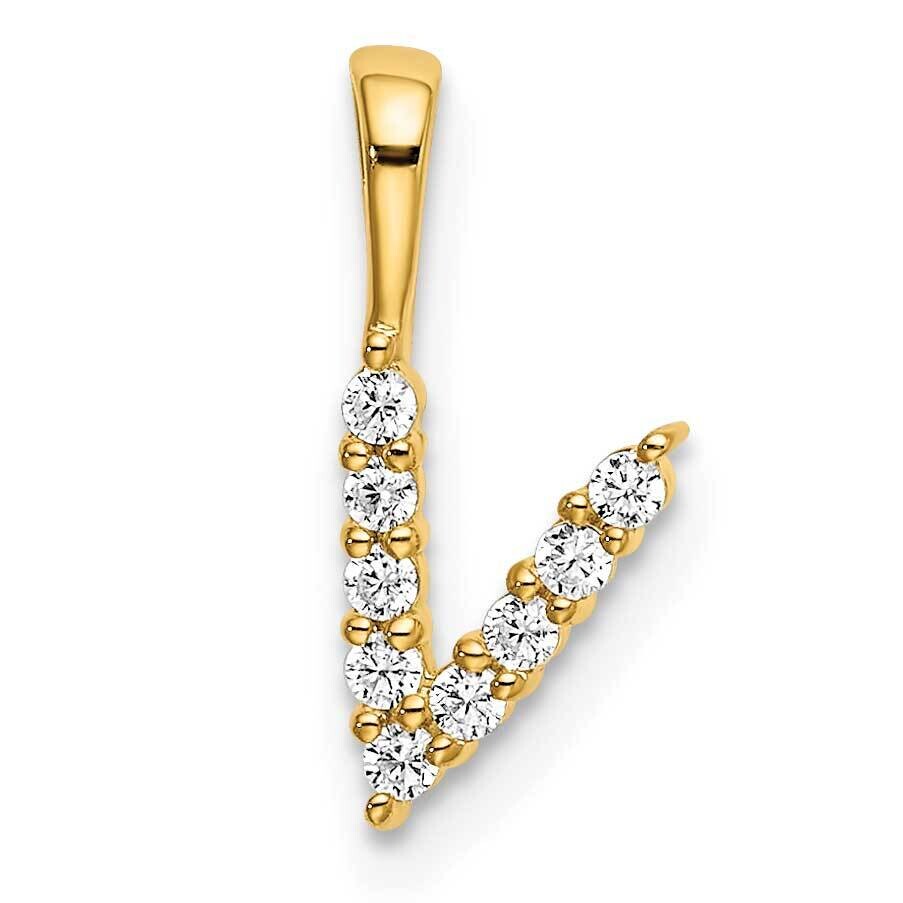Diamond Letter V Initial Pendant 14k Gold PM6988V-009-YLG, MPN: PM6988V-009-YLG, 883957887272