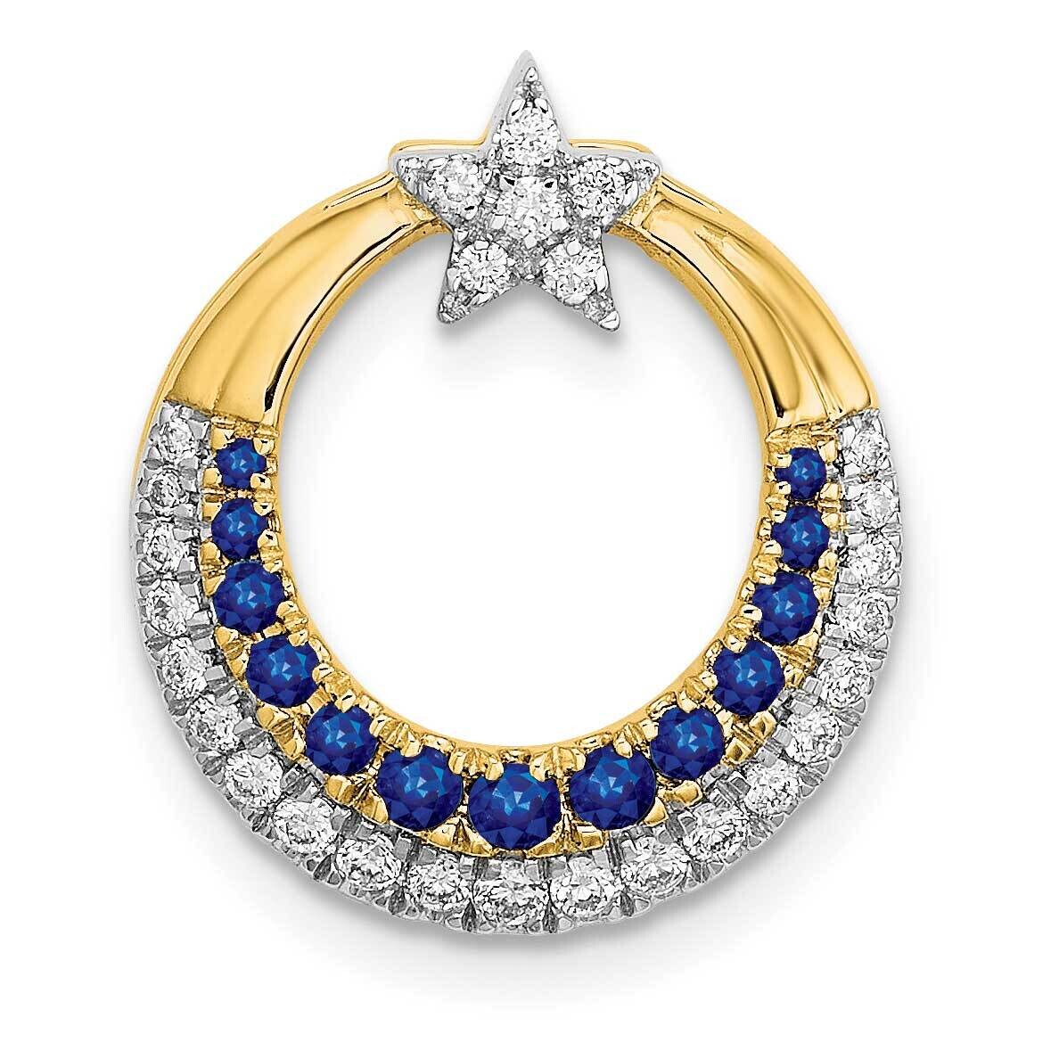 Moon Star Sapphire Diamond Chain Slide 14k Polished Gold PM6846-SA-016-YA, MPN: PM6846-SA-016-YA,