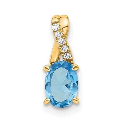Oval Blue Topaz Diamond Pendant 14k Gold PM4235-BT-003-4YA, MPN: PM4235-BT-003-4YA,