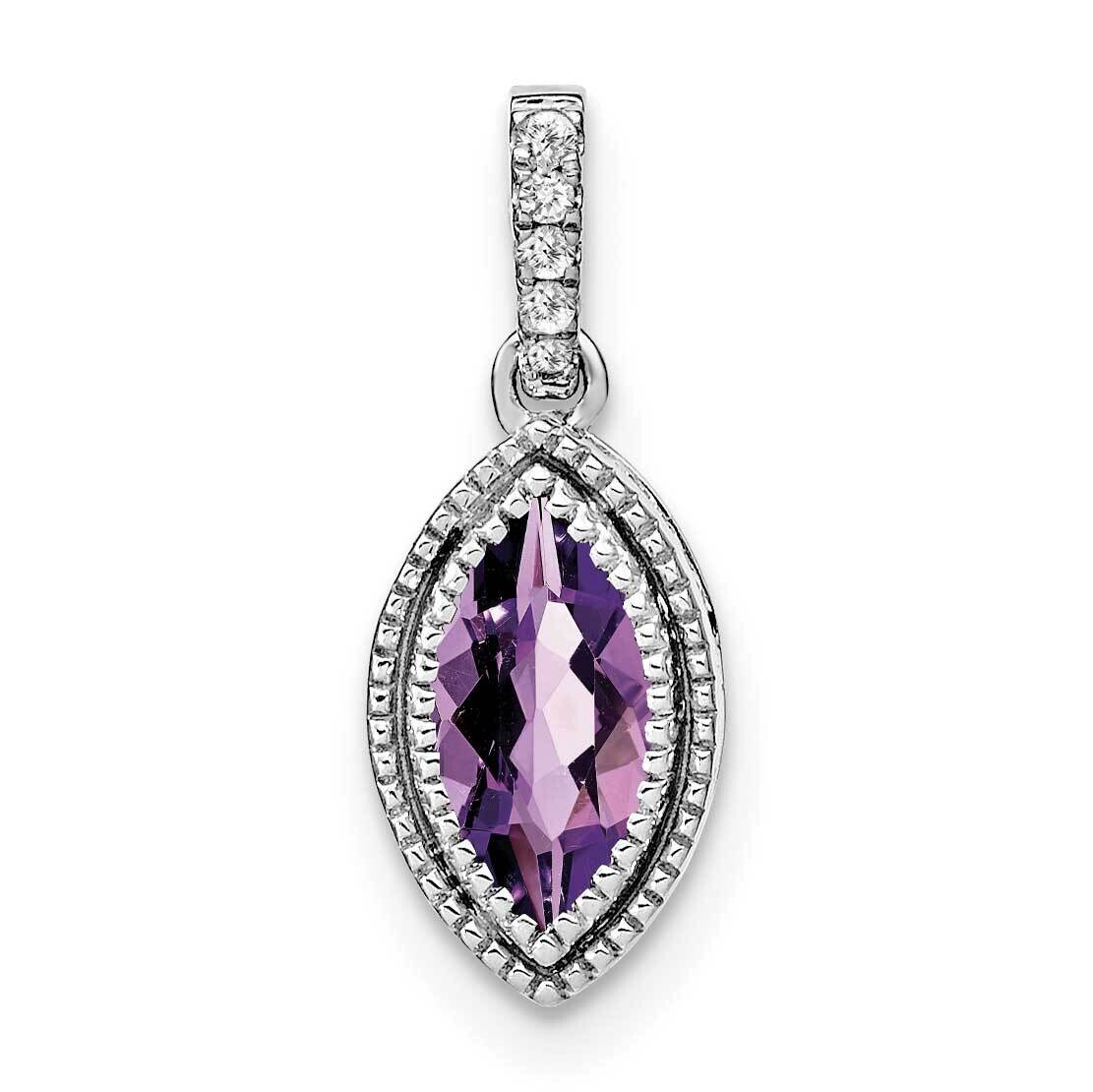 Marquise Amethyst Diamond Pendant 14k White Gold PM7095-AM-012-WA, MPN: PM7095-AM-012-WA,