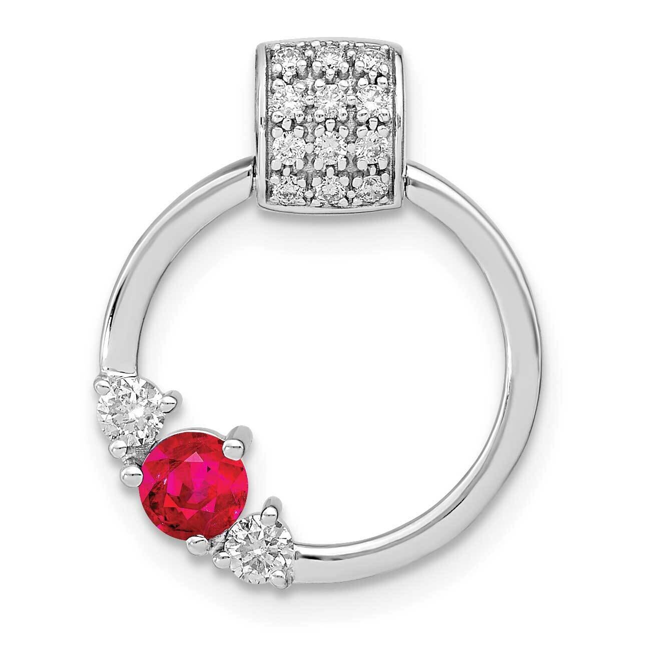 Diamond Ruby Circle Chain Slide 14k White Gold PM6886-RU-022-WA, MPN: PM6886-RU-022-WA,