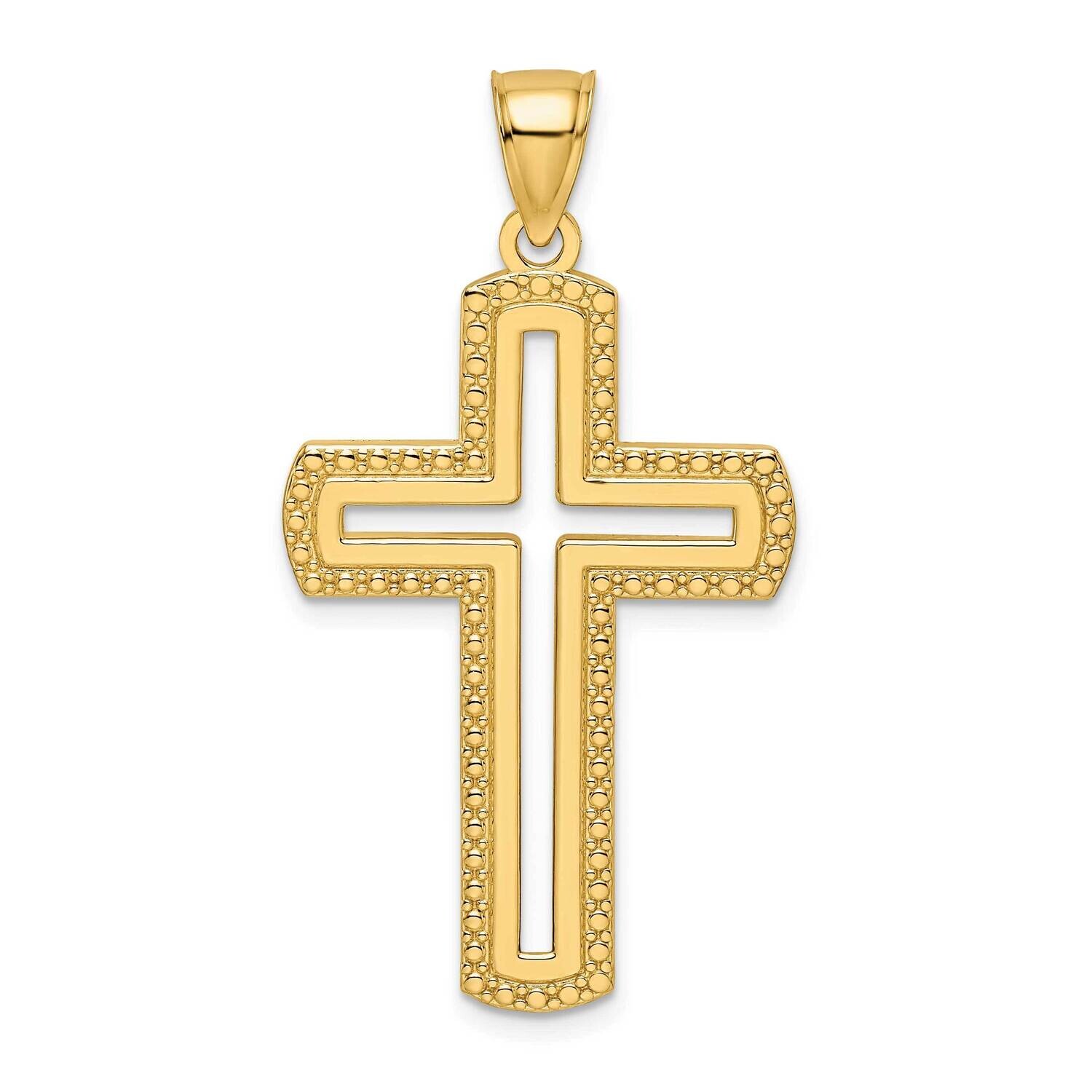 Beaded &amp; Polished Cross Pendant 14k Gold K9891, MPN: K9891, 196904169957