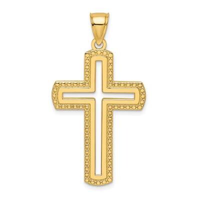 Beaded &amp; Polished Cross Pendant 14k Gold K9891, MPN: K9891, 196904169957