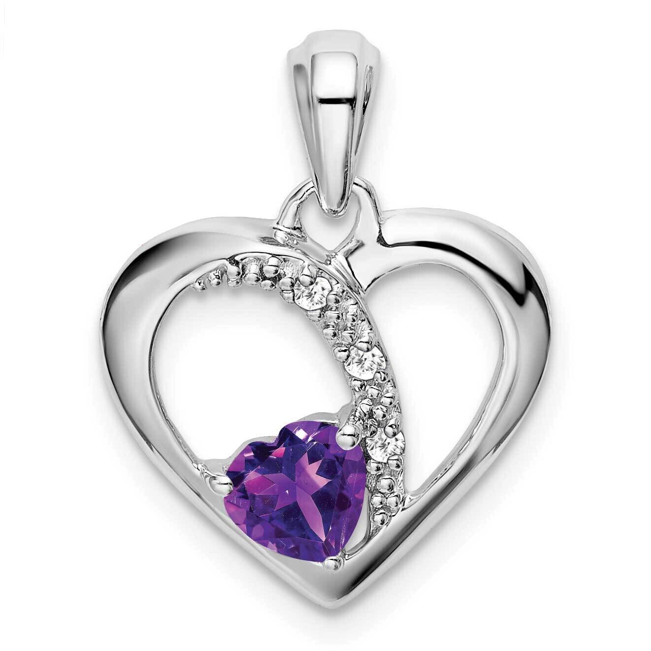 Amethyst Diamond Heart Pendant 14k White Gold PM7006-AM-003-WA, MPN: PM7006-AM-003-WA,