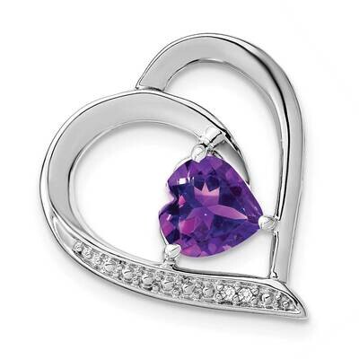 Amethyst Diamond Pendant Sterling Silver Rhodium-Plated PM4441-AM-001-SSA, MPN: PM4441-AM-001-SSA,