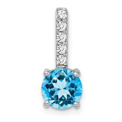 Round Blue Topaz Diamond Pendant 14k White Gold PM7036-BT-013-WA, MPN: PM7036-BT-013-WA,