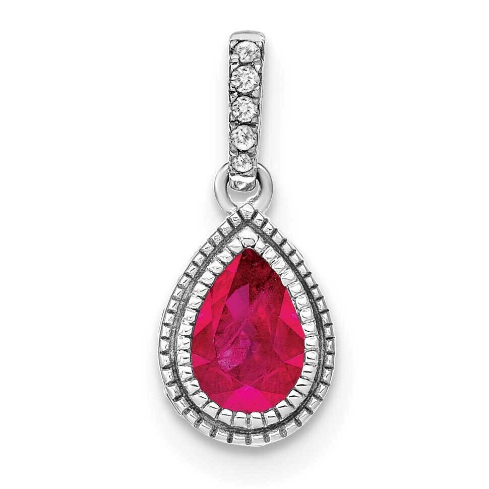 Pear Ruby Diamond Pendant 14k White Gold PM7094-RU-019-WA, MPN: PM7094-RU-019-WA,