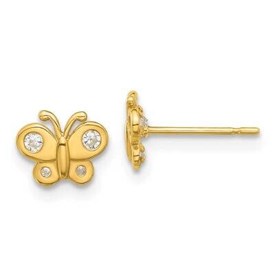 Madi K Polished CZ Butterfly Post Earrings 14k Gold GK1183, MPN: GK1183,