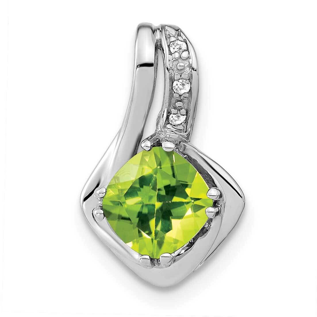Peridot Diamond Chain Slide Pendant 14k White Gold PM7117-PE-002-WA, MPN: PM7117-PE-002-WA,