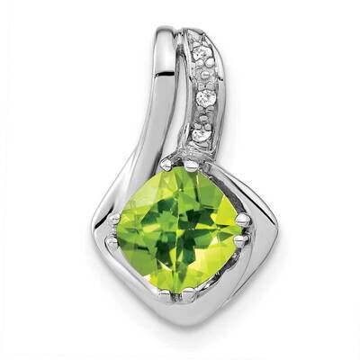 Peridot Diamond Chain Slide Pendant 14k White Gold PM7117-PE-002-WA, MPN: PM7117-PE-002-WA,