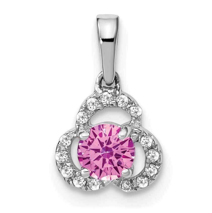 Created Pink Sapphire Diamond Pendant 10k White Gold PM3578-CPS-006-1WA, MPN: PM3578-CPS-006-1WA,