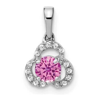 Created Pink Sapphire Diamond Pendant 10k White Gold PM3578-CPS-006-1WA, MPN: PM3578-CPS-006-1WA,