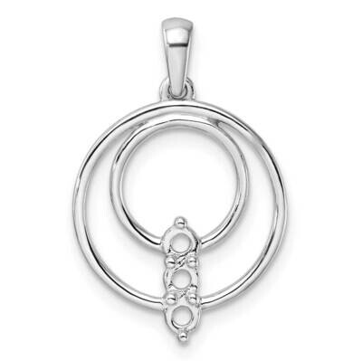 2.7mm Three Stone Circle Pendant Mounting 14k White Gold PM4708-025-W, MPN: PM4708-025-W,