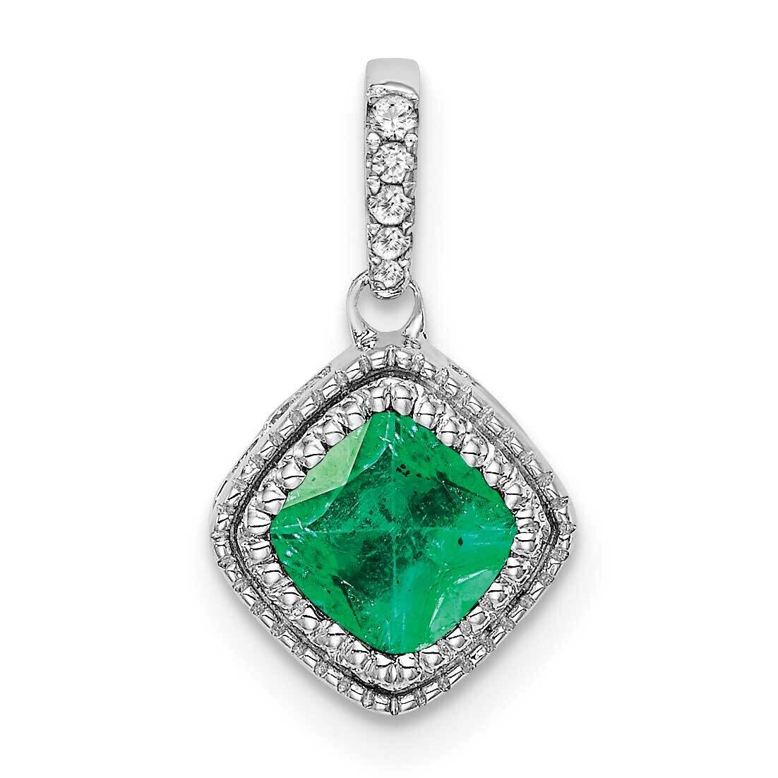 Cushion Emerald Diamond Pendant 10k White Gold PM7092-EM-013-1WA, MPN: PM7092-EM-013-1WA,