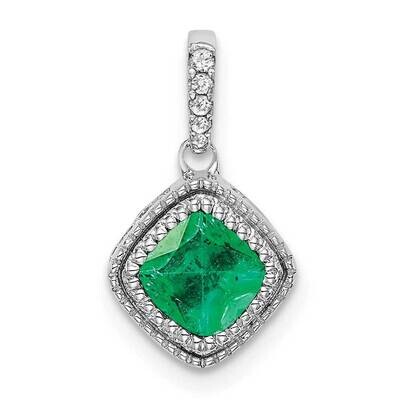 Cushion Emerald Diamond Pendant 10k White Gold PM7092-EM-013-1WA, MPN: PM7092-EM-013-1WA,