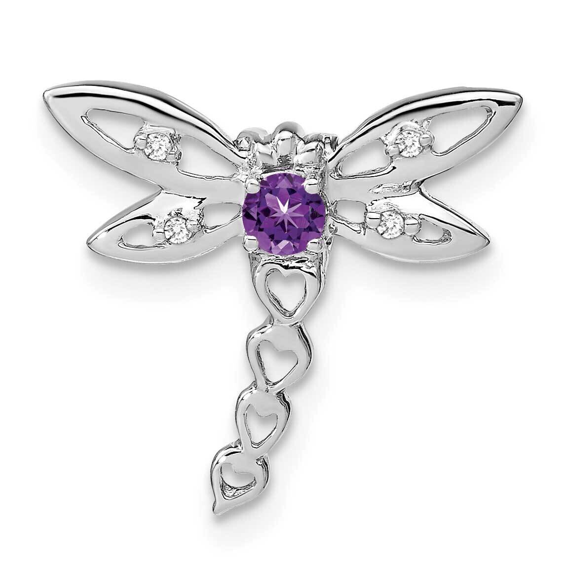 Amethyst Diamond Dragonfly Chain Slide 14k White Gold PM7039-AM-002-WA, MPN: PM7039-AM-002-WA,