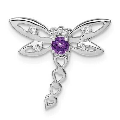 Amethyst Diamond Dragonfly Chain Slide 14k White Gold PM7039-AM-002-WA, MPN: PM7039-AM-002-WA,