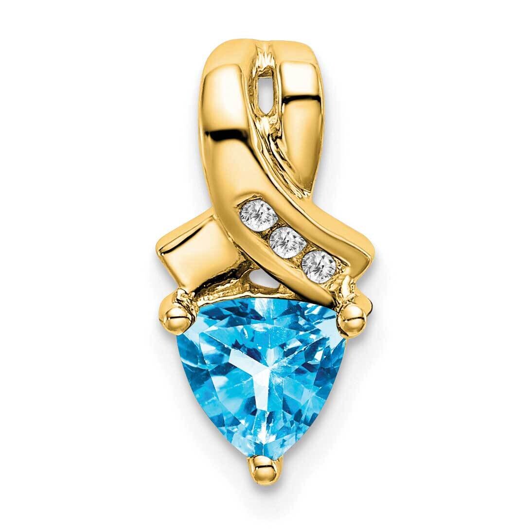 Trillion Blue Topaz Diamond Pendant 14k Gold PM7053-BT-003-YA, MPN: PM7053-BT-003-YA,