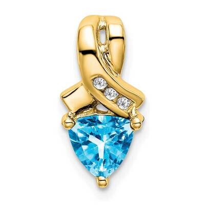 Trillion Blue Topaz Diamond Pendant 14k Gold PM7053-BT-003-YA, MPN: PM7053-BT-003-YA,
