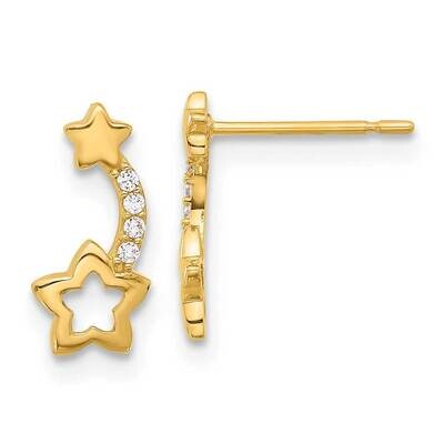 Madi K Polished CZ Shooting Stars Post Earrings 14k Gold GK1174, MPN: GK1174,