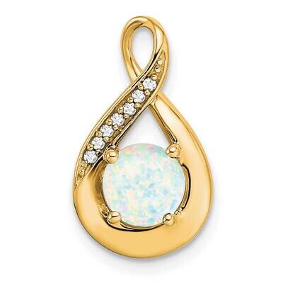 Created Opal Diamond Pendant 14k Gold PM7056-OP-003-YA, MPN: PM7056-OP-003-YA,