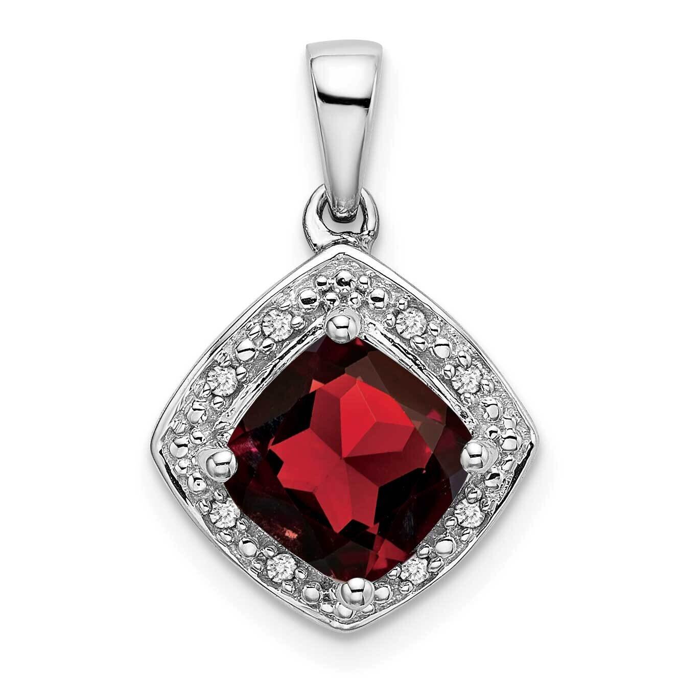 Cushion Garnet Diamond Pendant 14k White Gold PM7045-GA-004-WA, MPN: PM7045-GA-004-WA,