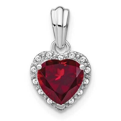 Created Ruby Diamond Pendant Sterling Silver Rhodium-Plated PM7400-CRU-007-SSA, MPN: PM7400-CRU-007…