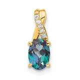 Oval Created Alexandrite Diamond Pendant 14k Gold PM4235-CA-003-4YA, MPN: PM4235-CA-003-4YA,