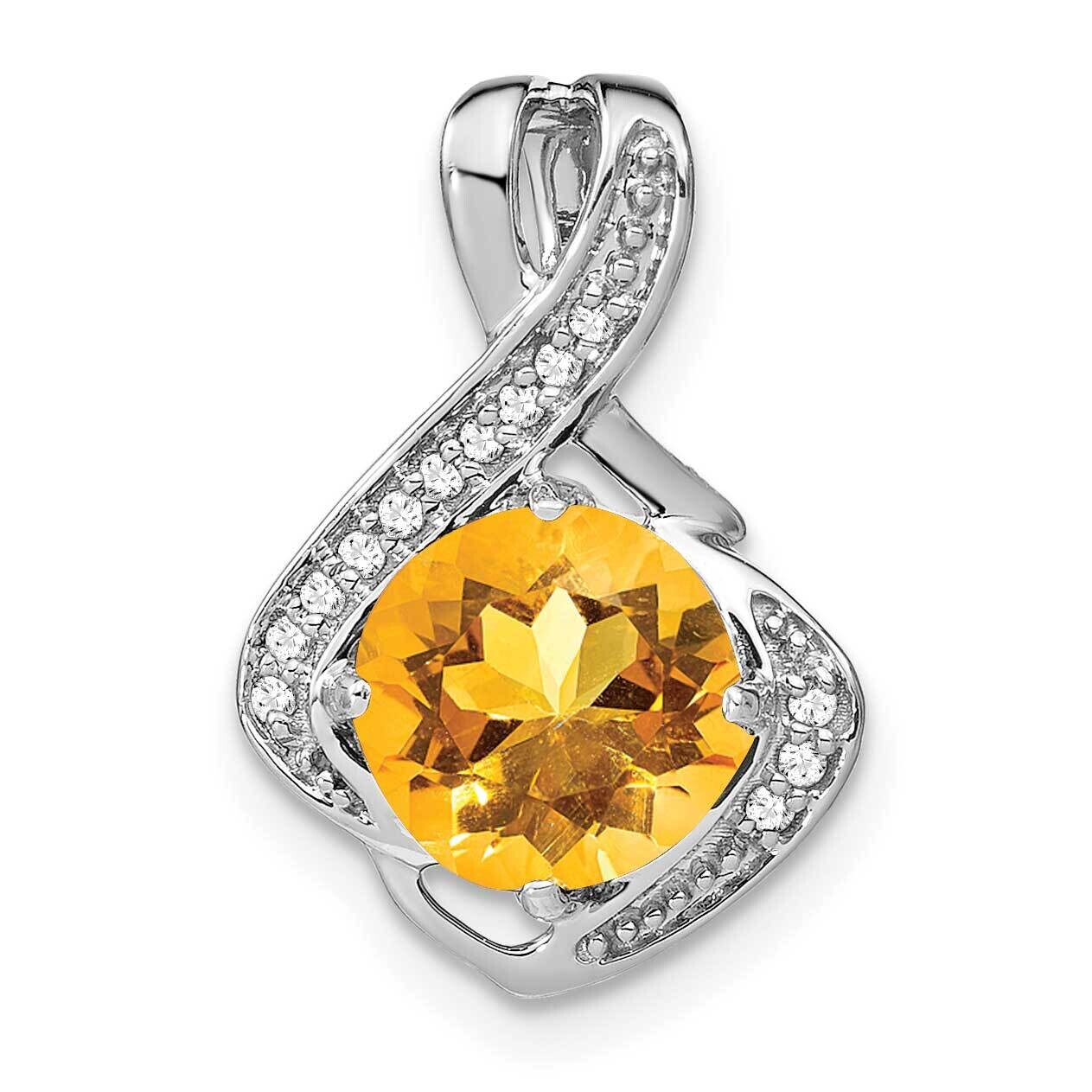 Citrine Diamond Pendant 14k White Gold PM7058-CI-006-WA, MPN: PM7058-CI-006-WA,