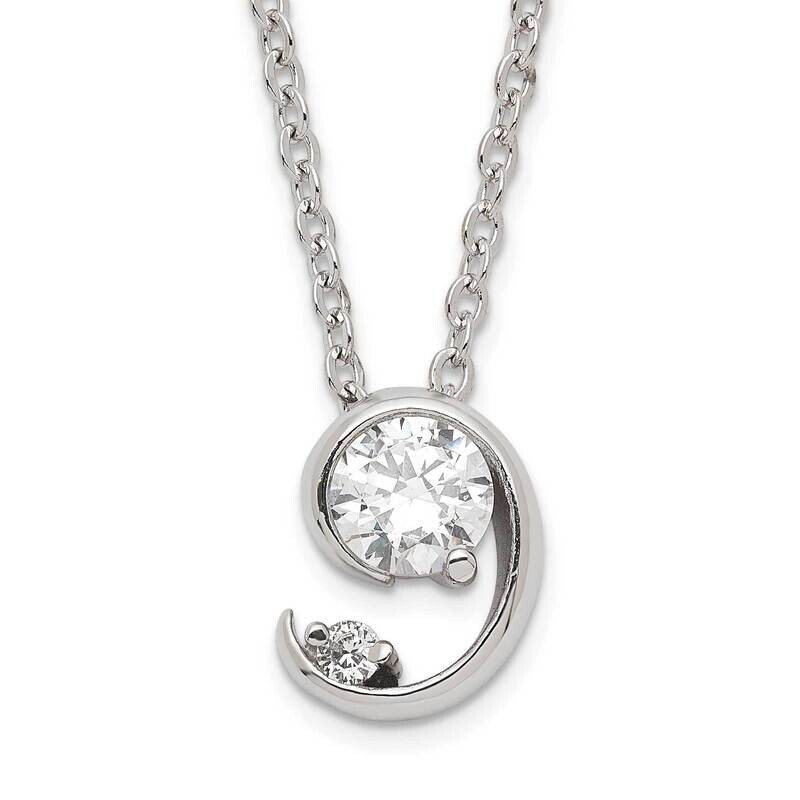 Kelly Waters Rhodium-Plated Half Moon CZ Necklace KW650-18