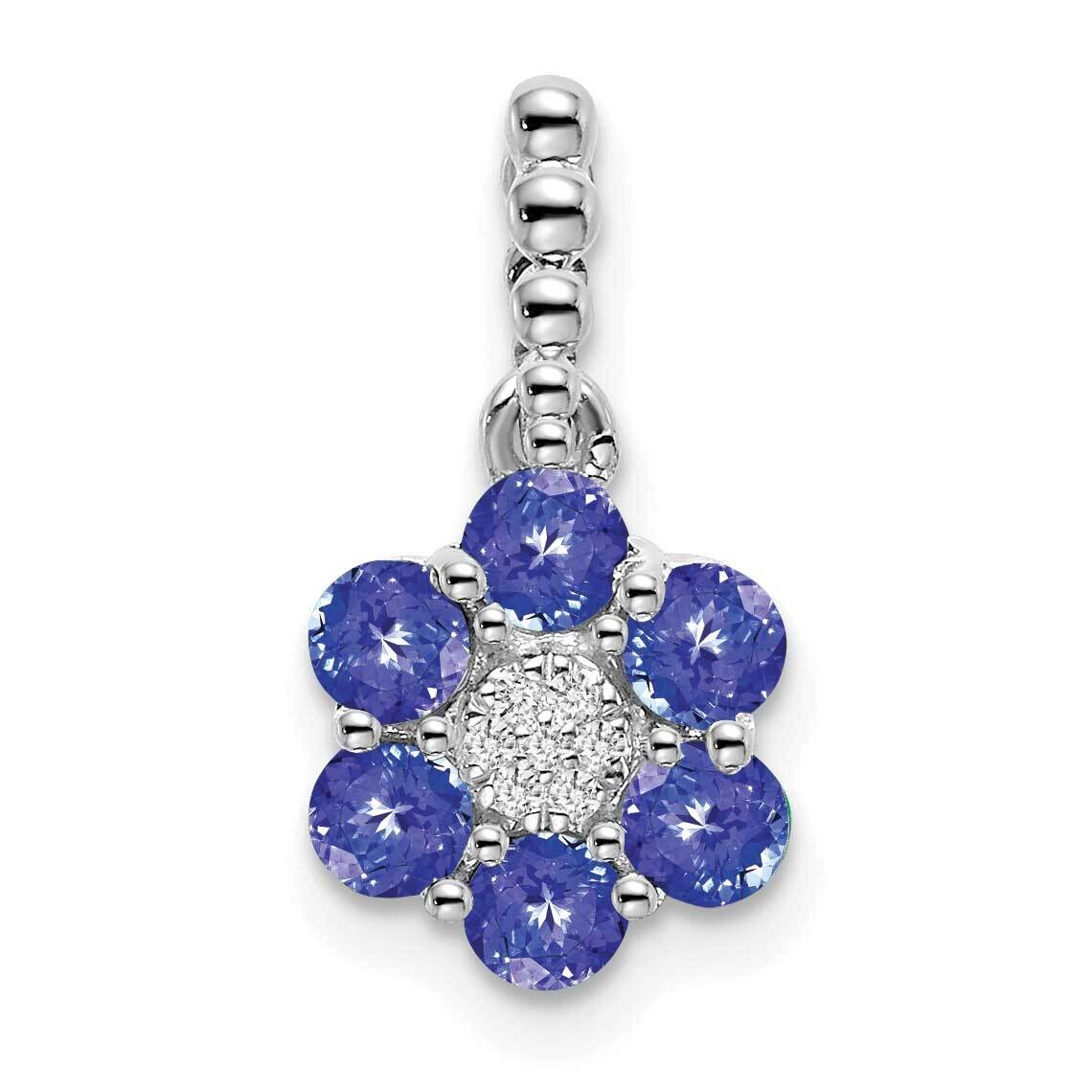 Tanzanite Diamond Floral Pendant 14k White Gold PM7191-TZ-003-WA, MPN: PM7191-TZ-003-WA,