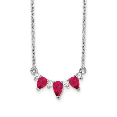 Ruby Diamond 18 Inch Necklace 14k White Gold PM7176-RU-012-WA, MPN: PM7176-RU-012-WA, 883957763118