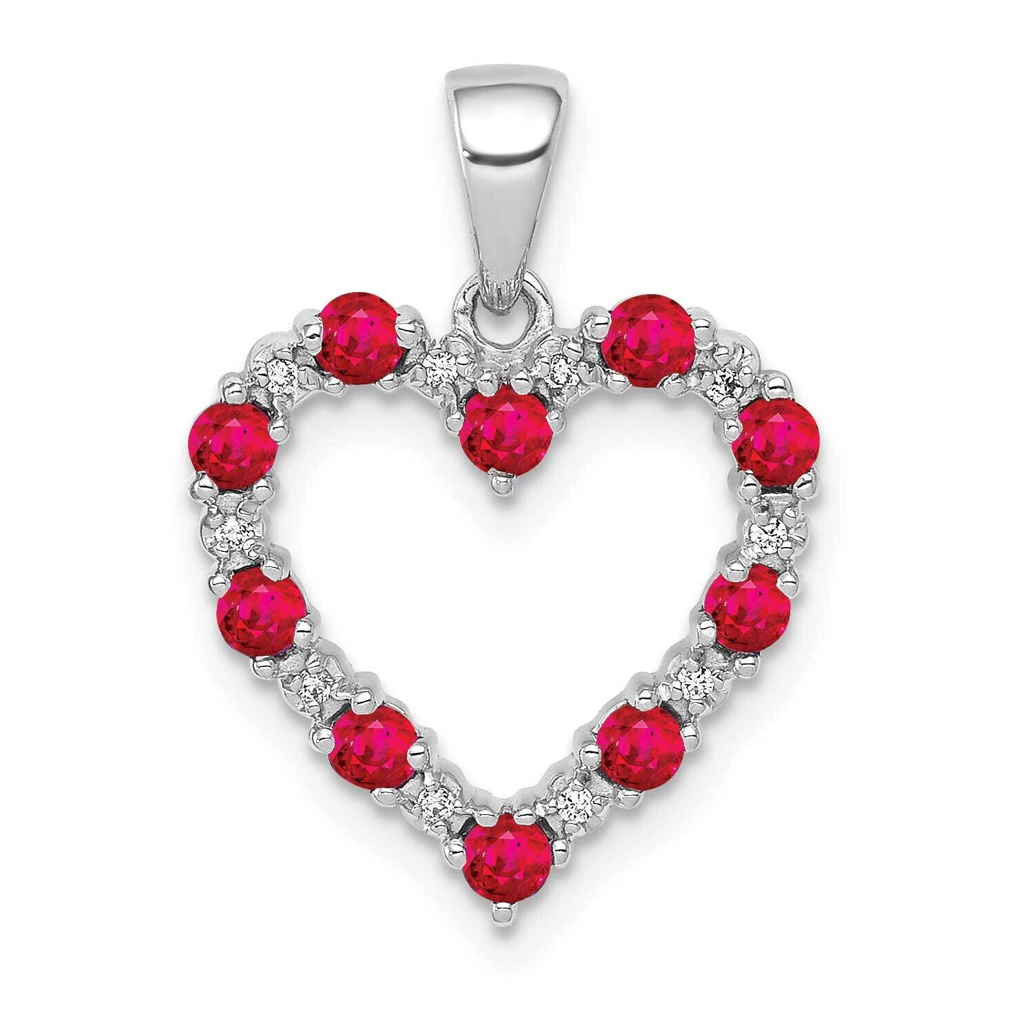 Diamond .35 Ruby Heart Pendant 10k White Gold PM5270-RU-003-1WA, MPN: PM5270-RU-003-1WA,