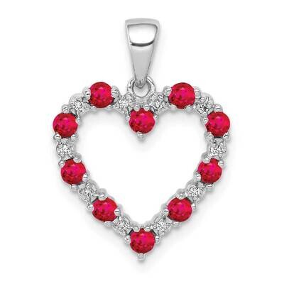 Diamond .35 Ruby Heart Pendant 10k White Gold PM5270-RU-003-1WA, MPN: PM5270-RU-003-1WA,
