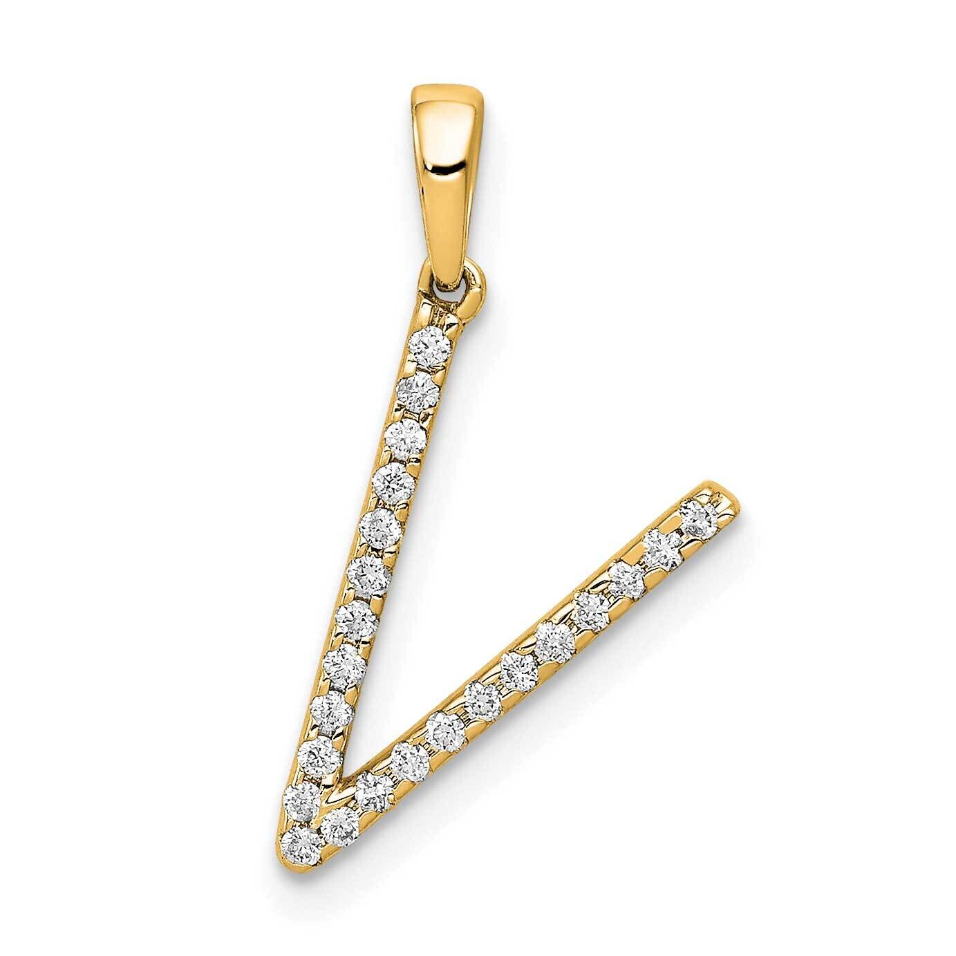 Diamond Letter V Initial Pendant 14k Gold PM5222V-010-YA, MPN: PM5222V-010-YA, 196904070253